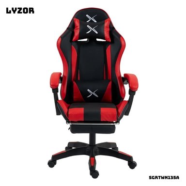 SILLA GAMER LYZOR CON POSAPIES ROJO Y NEGRO - SGRTWN135A - 1