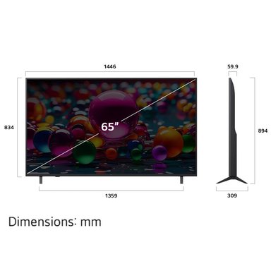 TELEVISOR LG 65 SMART TV THINQ AI WEBOS HUB 4K UHD LED 2025 - 65UA7300PSB + CONTROL MAGIC 2025 - 4