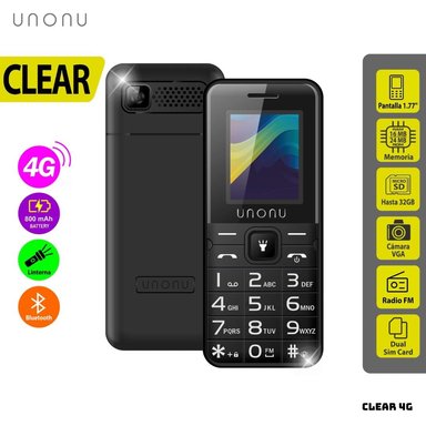 CELULAR BASICO UNONU CLEAR 4G DUAL SIM - NEGRO - 1