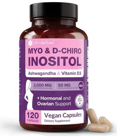 SUPLEMENTO INTIMATE ROSE CÁPSULAS BLANDAS MYO Y D-CHIRO INOSITOL CON ASHWAGANDHA 120 UNIDADES