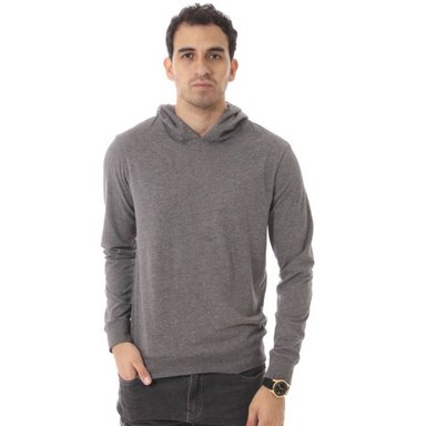 POLERA HOMBRE SWISS LORD ALGODÓN GRIS OSCURO CAPUCHA LIGERA MANGA LARGA