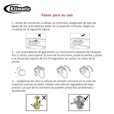 COCINA EMPOTRABLE A GAS KLIMATIC NINA 60 4HORNILLAS - 4