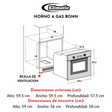 HORNO A GAS KLIMATIC BONN EMPOTRABLE - 4