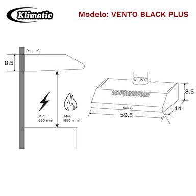 CAMPANA EXTRACTORA KLIMATIC 60CM VENTO BLACK PLUS - 3