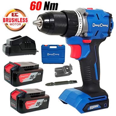 TALADRO DONGCHENG DCJZ2060IEM ATORNILLADOR PERCUTOR INALAMBRICO 1/2' 20V 60NM 2BAT X 4AH BRUSHLESS