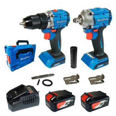 COMBO DONGCHENG DCKIT28EK TALADRO PERCUTOR + LLAVE IMPACTO 20V BRUSHLESS