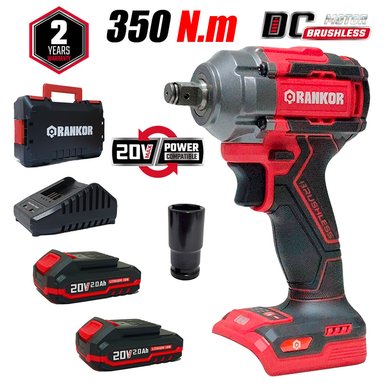LLAVE IMPACTO RANKOR RLIW20001 20V INDUSTRIAL INALAMBRICA 1/2' 350NM 2BAT X 2AH BRUSHLESS