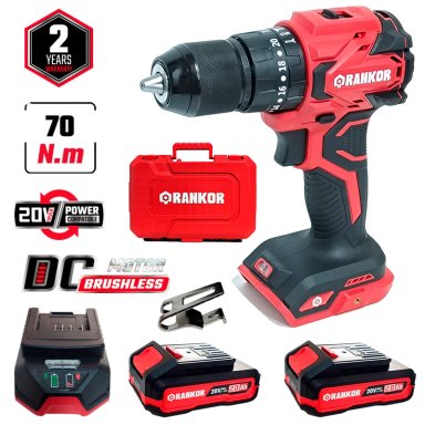 TALADRO ATORNILLADOR PERCUTOR INDUSTRIAL 1/2' RANKOR RLID20002 20V 70NM 2BAT X 2AH BRUSHLESS