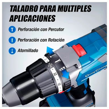 CABEZAL TALADRO ATORNILLADOR PERCUTOR 1/2' DONGCHENG DCJZ03-13Z 20V 120NM SIN BATERIAS - 4