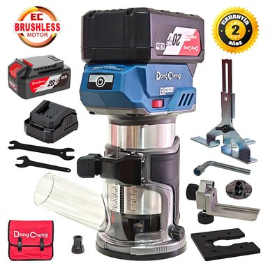 RUTEADORA FRESADORA TUPI DE MANO INALAMBRICA 1/4″ DONGCHENG DCMP6BM 20V 2BAT X 4AH BRUSHLESS