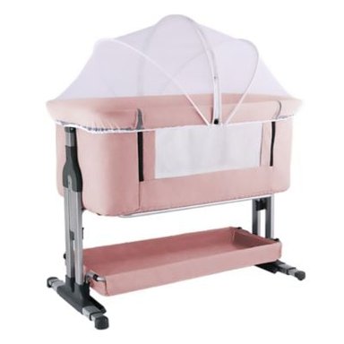 CUNA CORRAL MECEDORA BABYKISS PRISMA MADERA ROSADO 6 NIVELES DE ALTURA