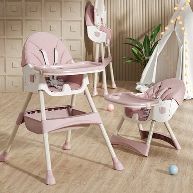 SILLA COMER BABYKISS PLEGABLE ROSADO