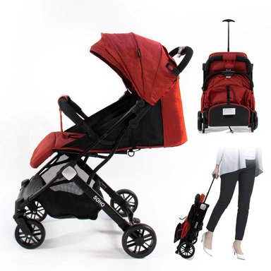 COCHE PASEO BABYKISS PLEGABLE ROJO ESTILO MALETIN BEBE
