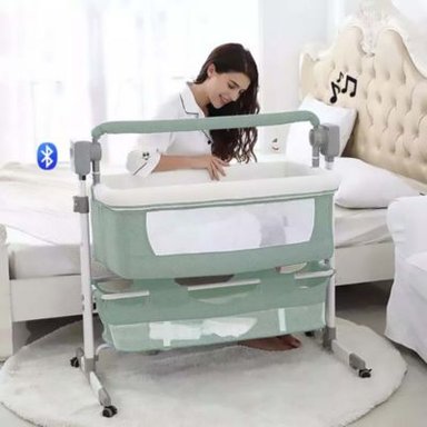 CUNA CORRAL MECEDORA BABYKISS LUXURY ALUMINIO VERDE MUSICAL