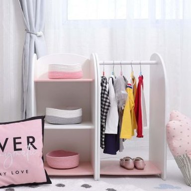 COLGADOR MAS GABINETE DE 3 CAPAS INFANTIL MONTESSORI ROSA