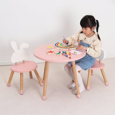 SET DE MESA Y SILLAS BABYKISS MONTESSORI CONEJO ROSADO