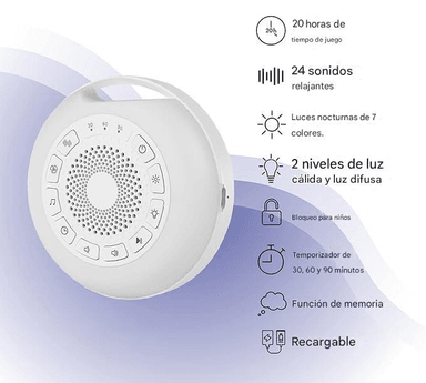 MAQUINA PORTATIL DE RUIDO BLANCO LUMI 24 SONIDOS - 7