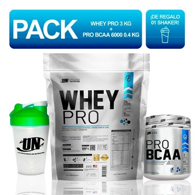 PACK UNIVERSE NUTRITION WHEY PRO 3KG CHOCOLATE + BCAA 6000 400G NARANJA
