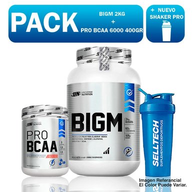 SUPLEMENTO UNIVERSE NUTRITION UN5220 PACK UN BIGM 2 KG VAINILLA + BCAA 6000 400 GR FRUIT PUNCH + SHAKER PRO