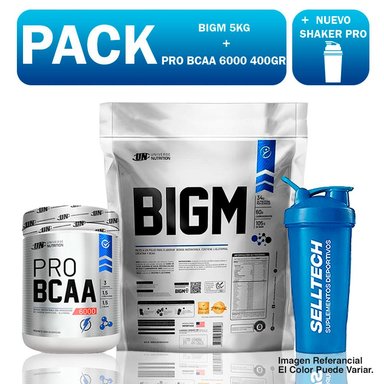 SUPLEMENTO UNIVERSE NUTRITION UN5222 PACK UN BIGM 5 KG VAINILLA + BCAA 6000 400 GR FRUIT PUNCH + SHAKER PRO