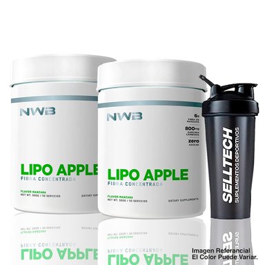 SUPLEMENTOS NWB5010 NWB PACK FIBRA CONCENTRADA LIPO APPLE 500GR MANZANA PACK X2 + SHAKER