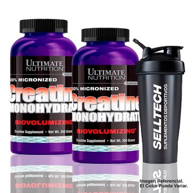 PACK ULTIMATE NUTRITION POLVO CREATINA ULTIMATE 300GR X2 + SHAKER