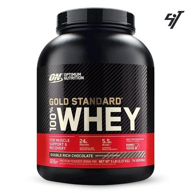 PROTEÍNA OPTIMUM NUTRITION ON GOLD STANDARD WHEY 5 LB CHOCOLATE + SHAKER - 1