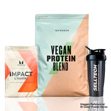 PROTEÍNA MYPROTEIN PACK VEGAN PROTEIN BLEND 1 KG CAFÉ Y NUECES + CREATINA MONOHIDRATADA 250 GR + SHAKER - 1