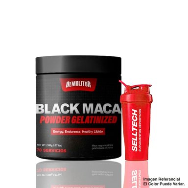 SUPLEMENTO DEMOLITOR POLVO MACA NEGRA BLACK MACA GELATINIZED POWDER 350GR + SHAKER