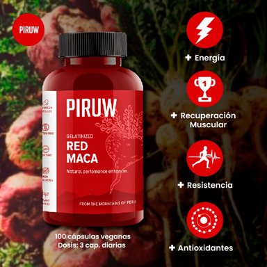 SUPLEMENTO PIRUW CÁPSULAS DURAS MACA ROJA 100 UNIDADES - 2