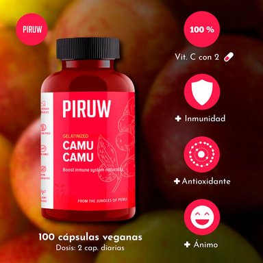 VITAMINA PIRUW CÁPSULAS DURAS C CAMU CAMU 100 UNIDADES - 2