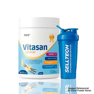 VITAMINAS PIRUW POLVO ADULTO MAYOR VITASAN SENIOR 400GR VAINILLA + SHAKER