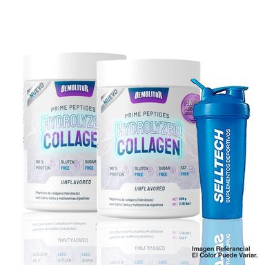 PACK DEMOLITOR POLVO COLAGENO HYDROLYZED COLLAGEN PREMIUM 528GR NATURAL X2 + SHAKER