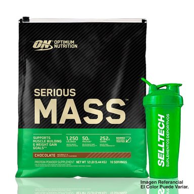 GANADOR DE PESO OPTIMUM NUTRITION SERIOUS MASS 12LB CHOCOLATE + SHAKER