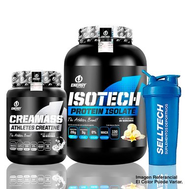 PROTEÍNA ENERGY NUTRITION PACK ISOTECH 1 KG VAINILLA + CREATINA 500 GR + SHAKER