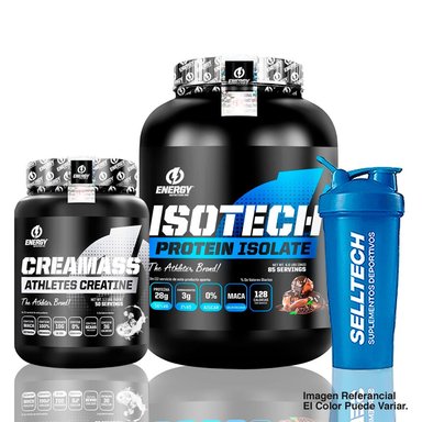 PROTEÍNA ENERGY NUTRITION PACK ISOTECH 3 KG CHOCOLATE + CREATINA 500 GR + SHAKER