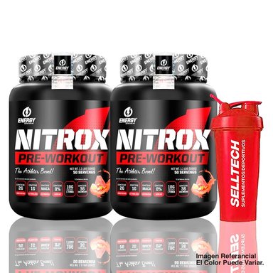 PRE ENTRENO ENERGY NUTRITION NITROX 500 GR CITRUS PUNCH PACK X2 + SHAKER