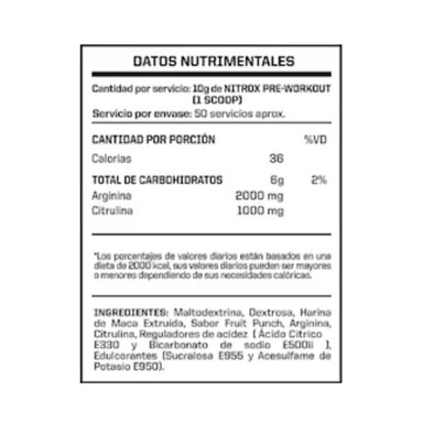 PRE ENTRENO ENERGY NUTRITION NITROX 500 GR CITRUS PUNCH PACK X2 + SHAKER - 3