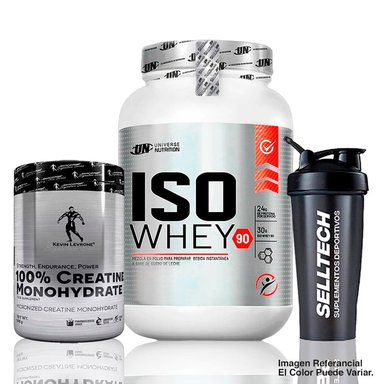 ISO WHEY 90 1.1KG CHOCOLATE+CREATINA KEVIN LEVRONE 500GR+SHAKER - 1