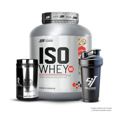 ISO WHEY 90 5.5LB VAINILLA+CREATINA KEVIN LEVRONE 500GR+SHAKER - 1