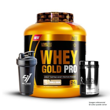 WHEY GOLD PRO 6.6LB VANILLA CREME+CREATINA KEVIN LEVRONE 500GR+SHAKER