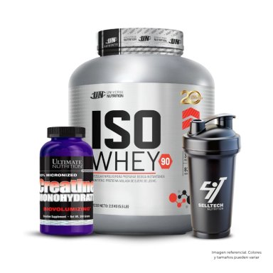 SUPLEMENTO UNIVERSE NUTRITION UN5098 ISO WHEY 90 3 KG VAINILLA + CREATINA ULTIMATE NUTRITION 300 GR + SHAKER