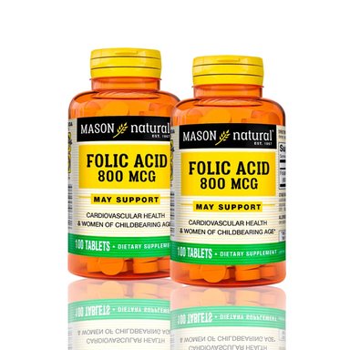VITAMINA MASON5025 FOLIC ACID 800 MCG (100 TAB) PACK X2