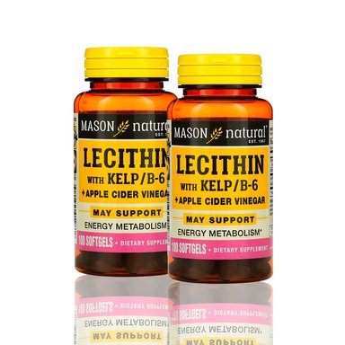 SUPLEMENTO MASON5033 LECITHIN WITH B6 PLUS APPLE CIDER VINEGAR 100 SOFTG PACK X2