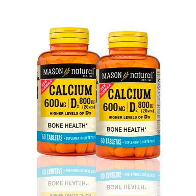 VITAMINA MASON5015 CALCIUM 600MG D3 800IU (20 MCG) (60 TAB) PACK X2