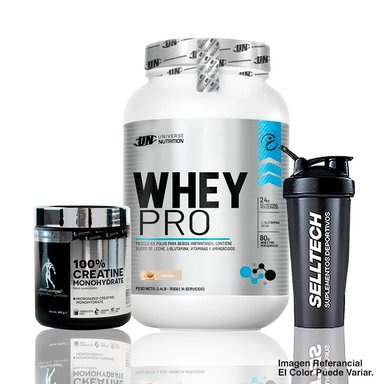 WHEY PRO 1.1KG COOKIES AND CREAM + CREATINA KEVIN LEVRONE 300GR + SHAKER