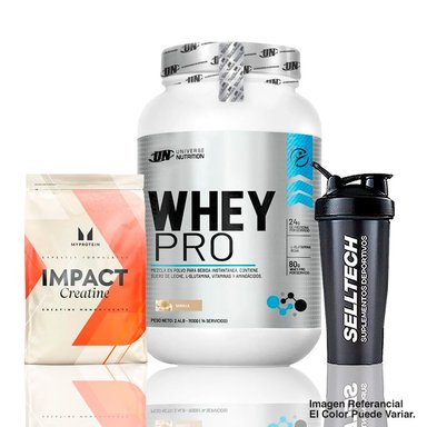 WHEY PRO 1.1KG VAINILLA + CREATINA MYPROTEIN 250GR + SHAKER