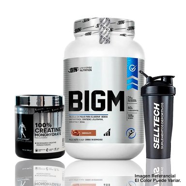 BIGM 2KG CHOCOLATE + CREATINA KEVIN LEVRONE 300GR + SHAKER