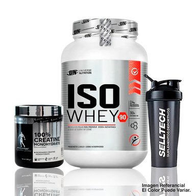 ISO WHEY 90 1.1KG CHOCOLATE + CREATINA KEVIN LEVRONE 300GR + SHAKER - 1