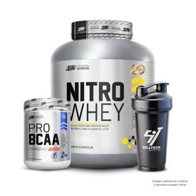 PACK UN NITRO WHEY 5.5LB CHOCOLATE+BCAA 6000 400GR NARANJA
